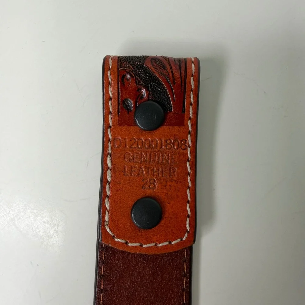 Unbranded Leather Belt Strap Unisex Brown Floral Tooled‎ Western Boho 28